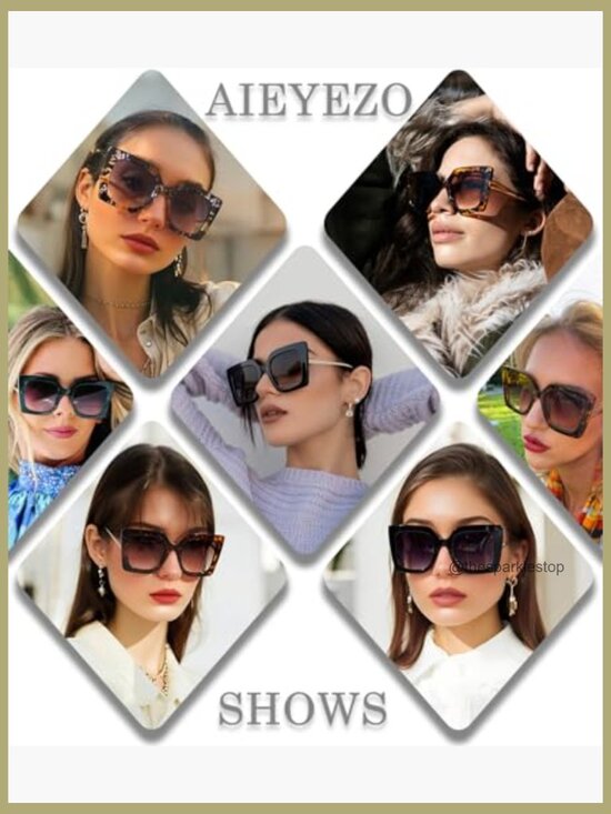 Oversized Square Sunglasses with UV400 Protection Trendy Retro Frame